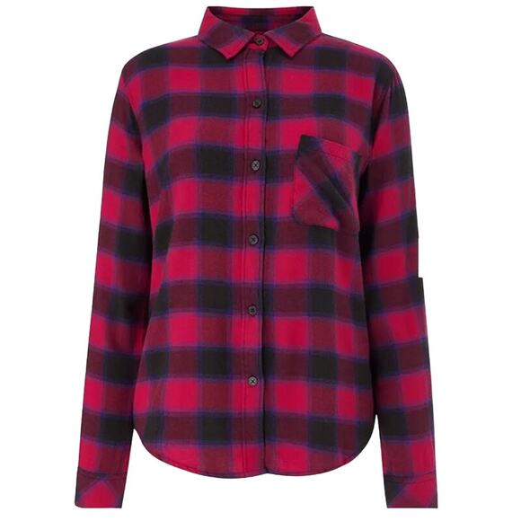 Rails Milo Flannel Button Down Shirt in Black Cherry Violet Plaid Women's XS - Picture 7 of 15